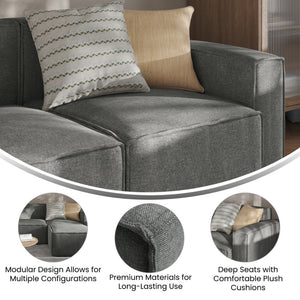 English Elm Bridgetown Luxury Modular Right-Side Sectional Chair with Armrest - Stylish, Comfortable Design Dark Gray IS-IT2231-RC-DKGRY-GG