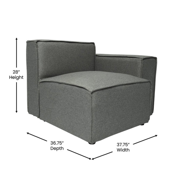 English Elm Bridgetown Luxury Modular Right-Side Sectional Chair with Armrest - Stylish, Comfortable Design Dark Gray IS-IT2231-RC-DKGRY-GG