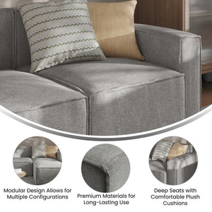 English Elm Bridgetown Luxury Modular Right-Side Sectional Chair with Armrest - Stylish, Comfortable Design Gray IS-IT2231-RC-GRY-GG