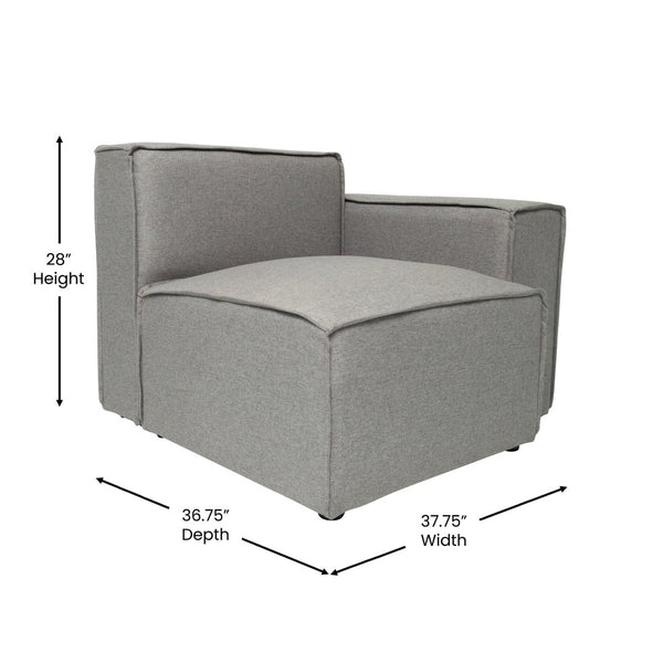 English Elm Bridgetown Luxury Modular Right-Side Sectional Chair with Armrest - Stylish, Comfortable Design Gray IS-IT2231-RC-GRY-GG