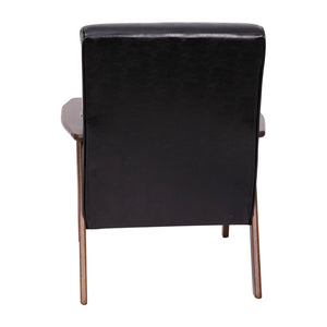 English Elm Langston Commercial-Grade Upholstered Mid Century Modern Arm Chair with Walnut Frame for Comfort Black LeatherSoft IS-IT673317-BK-GG