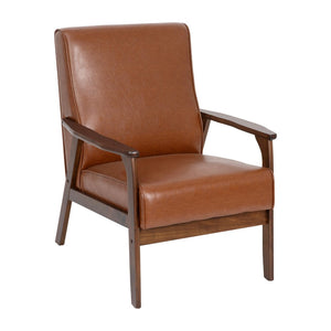 English Elm Langston Commercial-Grade Upholstered Mid Century Modern Arm Chair with Walnut Frame for Comfort Cognac LeatherSoft IS-IT673317-BR-GG