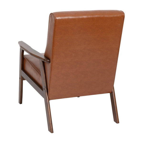 English Elm Langston Commercial-Grade Upholstered Mid Century Modern Arm Chair with Walnut Frame for Comfort Cognac LeatherSoft IS-IT673317-BR-GG