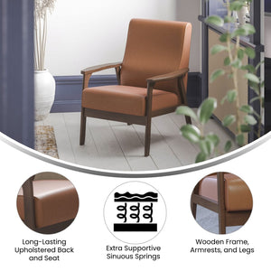 English Elm Langston Commercial-Grade Upholstered Mid Century Modern Arm Chair with Walnut Frame for Comfort Cognac LeatherSoft IS-IT673317-BR-GG