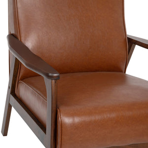 English Elm Langston Commercial-Grade Upholstered Mid Century Modern Arm Chair with Walnut Frame for Comfort Cognac LeatherSoft IS-IT673317-BR-GG