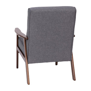 English Elm Langston Commercial-Grade Upholstered Mid Century Modern Arm Chair with Walnut Frame for Comfort Dark Gray Faux Linen IS-IT673317-GY-GG