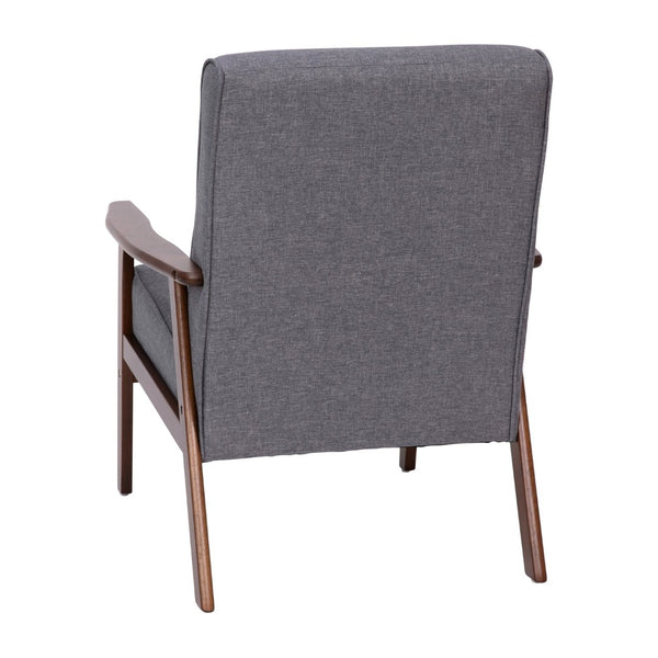 English Elm Langston Commercial-Grade Upholstered Mid Century Modern Arm Chair with Walnut Frame for Comfort Dark Gray Faux Linen IS-IT673317-GY-GG