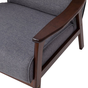 English Elm Langston Commercial-Grade Upholstered Mid Century Modern Arm Chair with Walnut Frame for Comfort Dark Gray Faux Linen IS-IT673317-GY-GG