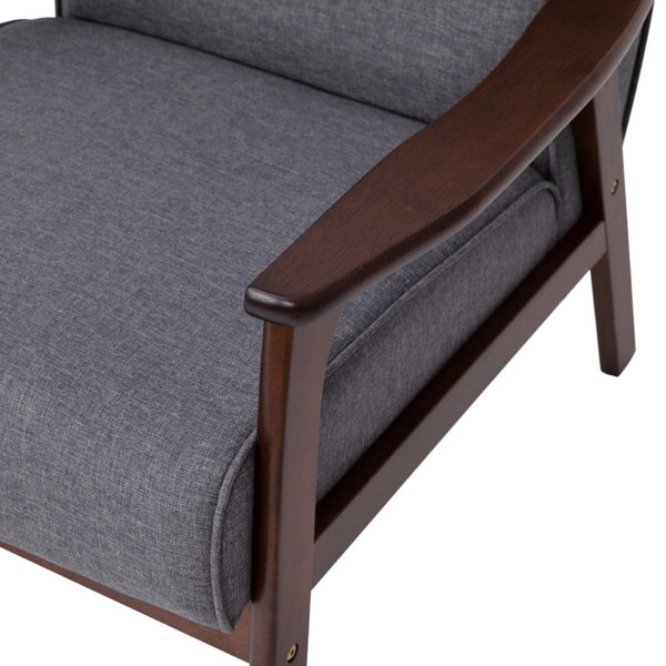 English Elm Langston Commercial-Grade Upholstered Mid Century Modern Arm Chair with Walnut Frame for Comfort Dark Gray Faux Linen IS-IT673317-GY-GG