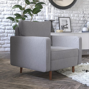 English Elm Hudson Mid-Century Modern Armchair for Compact Spaces with Stylish Upholstery & Solid Wood Legs Slate Gray IS-PC100-GY-GG