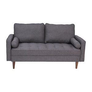 English Elm Hudson Mid-Century Modern Loveseat Sofa with Durable Upholstery & Solid Wood Legs for Small Spaces Dark Gray IS-PL100-DKGY-GG