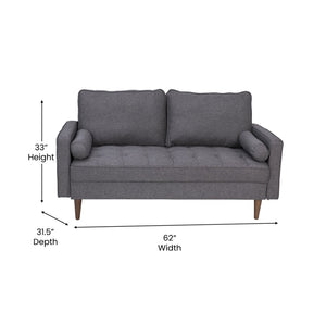 English Elm Hudson Mid-Century Modern Loveseat Sofa with Durable Upholstery & Solid Wood Legs for Small Spaces Dark Gray IS-PL100-DKGY-GG