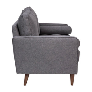 English Elm Hudson Mid-Century Modern Loveseat Sofa with Durable Upholstery & Solid Wood Legs for Small Spaces Dark Gray IS-PL100-DKGY-GG