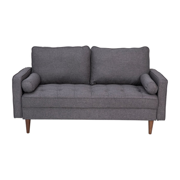 English Elm Hudson Mid-Century Modern Loveseat Sofa with Durable Upholstery & Solid Wood Legs for Small Spaces Dark Gray IS-PL100-DKGY-GG