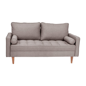 English Elm Hudson Mid-Century Modern Loveseat Sofa with Durable Upholstery & Solid Wood Legs for Small Spaces Slate Gray IS-PL100-GY-GG