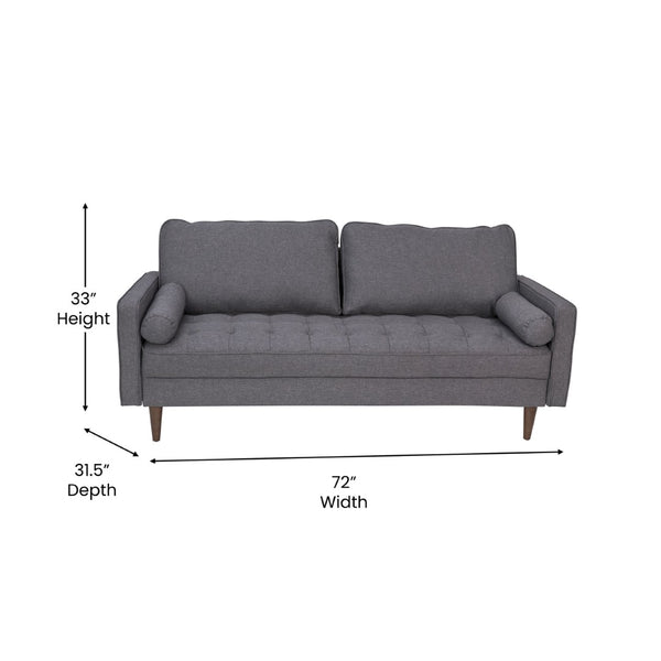 English Elm Hudson Mid-Century Modern Sofa with Stylish Upholstery & Solid Wood Legs for Compact Spaces Dark Gray IS-PS100-DKGY-GG