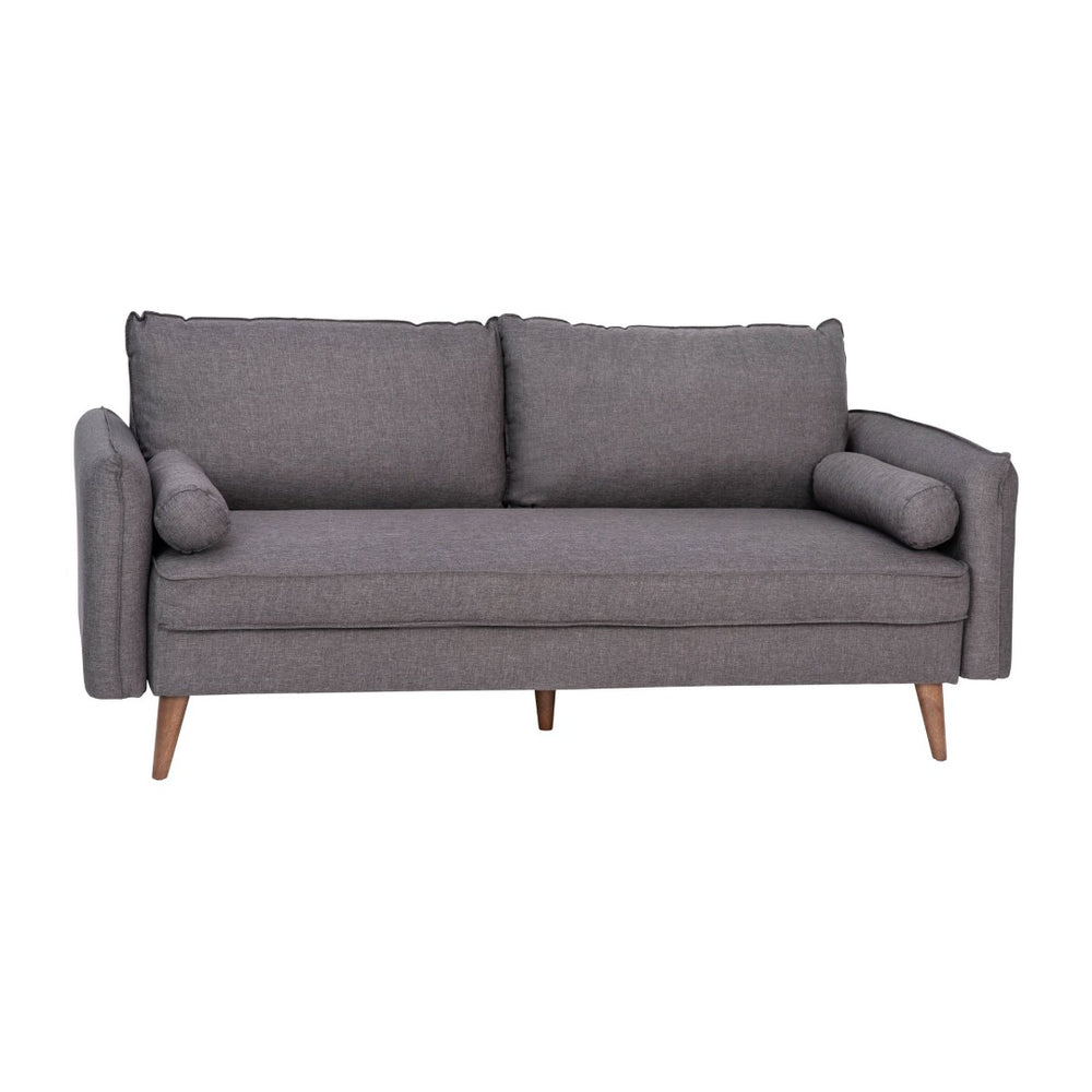 English Elm Evie Mid-Century Modern Compact Sofa in Stone Gray Faux Linen – Stylish, Comfortable, Easy Assembly! IS-VS100-GY-GG
