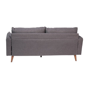 English Elm Evie Mid-Century Modern Compact Sofa in Stone Gray Faux Linen – Stylish, Comfortable, Easy Assembly! IS-VS100-GY-GG