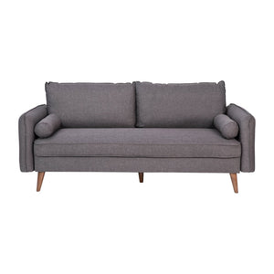 English Elm Evie Mid-Century Modern Compact Sofa in Stone Gray Faux Linen – Stylish, Comfortable, Easy Assembly! IS-VS100-GY-GG