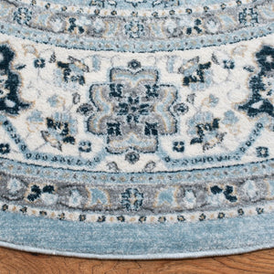 Safavieh Isabella Round Area Rug Blue Cream Transitional Pattern for Dining or Sitting Rooms ISA916M-5R