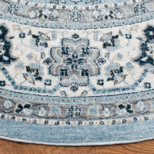 Safavieh Isabella Round Area Rug Blue Cream Transitional Pattern for Dining or Sitting Rooms ISA916M-5R