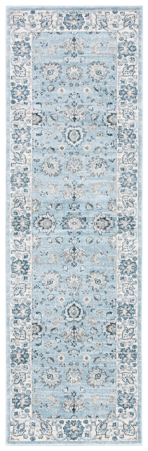 Safavieh Isabella Elegant Turkish Runner Rug For Entryway – Timeless Design In Serene Colors For Any Home Light Blue ,Cream Polypropylene Isa940m-4r