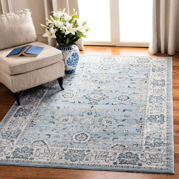 Safavieh Isabella Elegant Turkish Runner Rug For Entryway – Timeless Design In Serene Colors For Any Home Light Blue ,Cream Polypropylene Isa940m-4r
