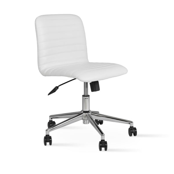 Soho Concept Isa Office Ergonomic Chair With Adjustable Height, Leatherette Comfort, 2-year Guarantee, Black/White Chrome,White  Soho-concept-dining-chair-12708