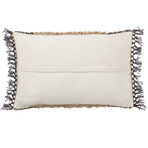 Jaipur Living Jaipur Living Lawson Boucle Lumbar Pillow Geometric Tribal Boho Macrame Tassel Accent Tan PLW103705