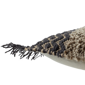 Jaipur Living Jaipur Living Lawson Boucle Lumbar Pillow Geometric Tribal Boho Macrame Tassel Accent Tan PLW103705