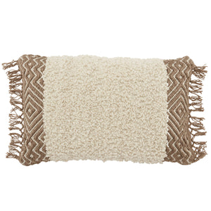 Jaipur Living Jaipur Living Lawson Boucle Geometric Lumbar Pillow Cover with Macrame Tassel Boho Accent Cream PLC102428