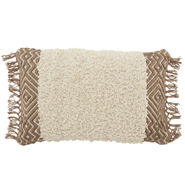 Jaipur Living Jaipur Living Lawson Boucle Lumbar Pillow Geometric Tribal Boho Macrame Tassel Accent Cream PLW103706