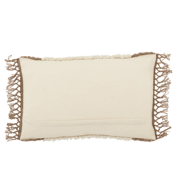 Jaipur Living Jaipur Living Lawson Boucle Geometric Lumbar Pillow Cover with Macrame Tassel Boho Accent Cream PLC102428