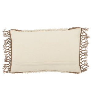 Jaipur Living Jaipur Living Lawson Boucle Lumbar Pillow Geometric Tribal Boho Macrame Tassel Accent Cream PLW103706