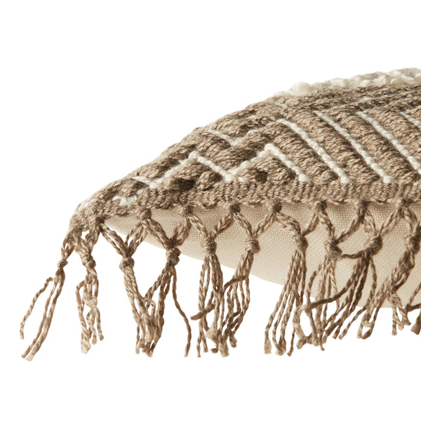 Jaipur Living Jaipur Living Lawson Boucle Geometric Lumbar Pillow Cover with Macrame Tassel Boho Accent Cream PLC102428
