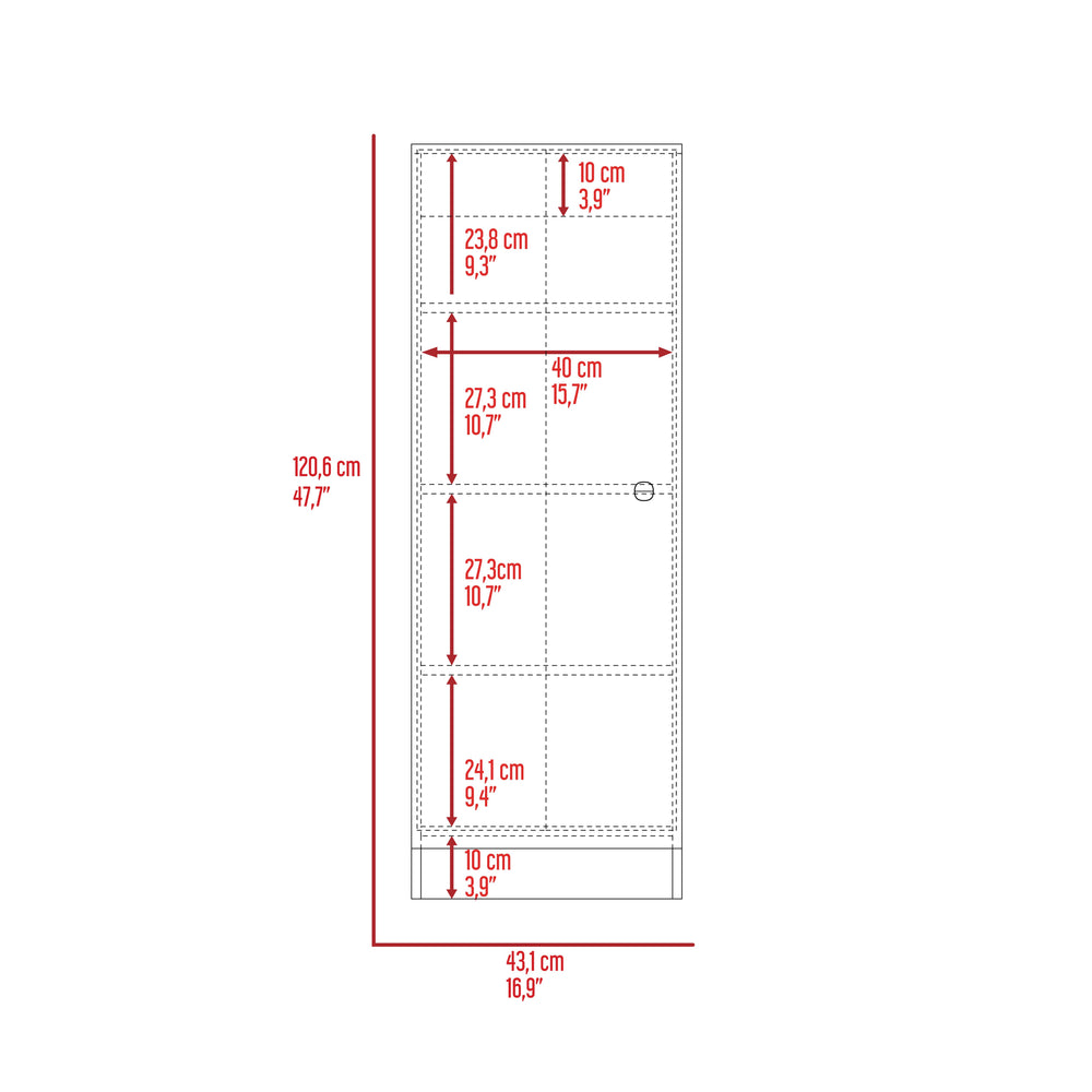 English Elm Belleria Compact Single Door Pantry Cabinet with Four Shelves for Narrow Spaces and Mudroom Storage White 51.2 L x 28 W x 3.1 H B20091833