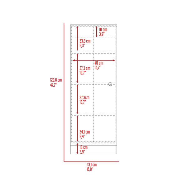 English Elm Belleria Slim 47" Single Door Pantry Cabinet with Four Shelves for Narrow Kitchens, Mudrooms, Garage White 51.2 L x 28 W x 3.1 H B07091833