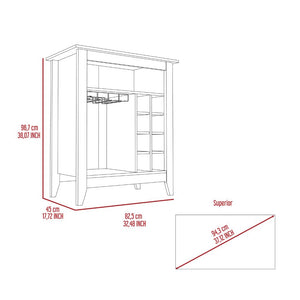 English Elm Essential Bar Cabinet with Six Built-in Wine Rack, Spacious Shelf, Drawer & Stylish Storage Appeal Gray 41.3 L x 22.4 W x 6.7 H B07091858