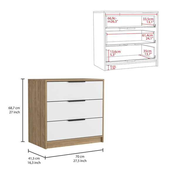 English Elm Kaia 3-Drawer Dresser with Spacious Top and Modern Two-Tone Finish, 27.5" Wide Storage Solution Multicolor 31.1 L x 20.9 W x 3.5 H B20092021