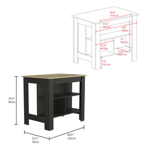 English Elm Cala Kitchen Island - Versatile Black & Light Oak Design With 3 Open Shelves For Storage & Style B07092006