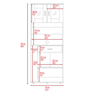 English Elm Capienza White Pantry Cabinet with Double Doors, Drawer & 3 Side Shelves – Spacious Two-Shelf Storage B07091899