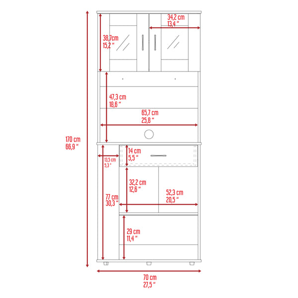 English Elm Capienza White Pantry Cabinet with Double Doors, Drawer & 3 Side Shelves – Spacious Two-Shelf Storage B07091899