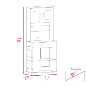 English Elm Capienza White Pantry Cabinet with Double Doors, Drawer & 3 Side Shelves – Spacious Two-Shelf Storage B07091899