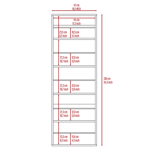 English Elm Leto Wall Mounted Shoe Rack With Mirror — 54" Tall Space-Saving Single Door Holds 10 Pairs, Stylish White 57.1 L x 22.8 W x 4.7 H B20091928