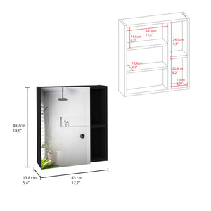 English Elm Labelle Matte Black Recessed Medicine Cabinet with Mirror and Five Storage Shelves B20091924