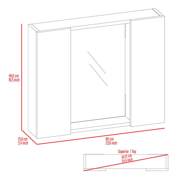 English Elm Artemisa Gray Medicine Cabinet Double Door Mirror with 6 Shelves, Space-Saving, Humidity-Resistant B07092059