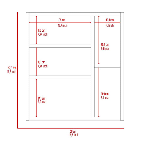 English Elm Oman Medicine Cabinet with Mirror Door, 3 Internal Shelves & 2 Open Side Shelves for Bathroom Storage White 23.2 L x 19.7 W x 5.5 H B07092106