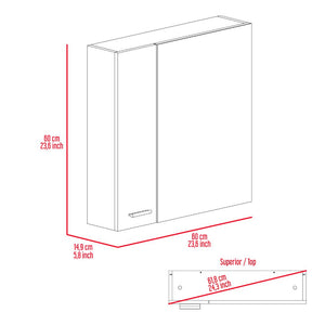 English Elm Sines Mirror Medicine Cabinet with Four Internal Shelves, Double Door Design for Sleek Bathroom Storage Black 28.7 L x 22 W x 5.5 H B07092110
