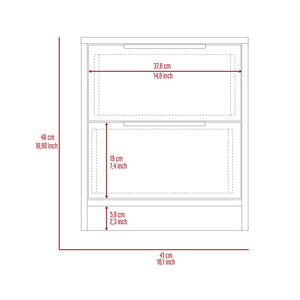 English Elm Kaia Nightstand with 2 Drawers, Smokey Oak & White Finish — Compact, Durable Particleboard Storage Nightstand B07092019