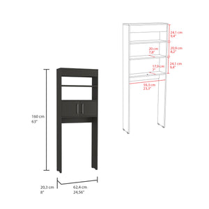 English Elm Madrid Sleek Over-Toilet Cabinet in Black with Double Doors, Two Shelves and Space-Saving Design B07091940